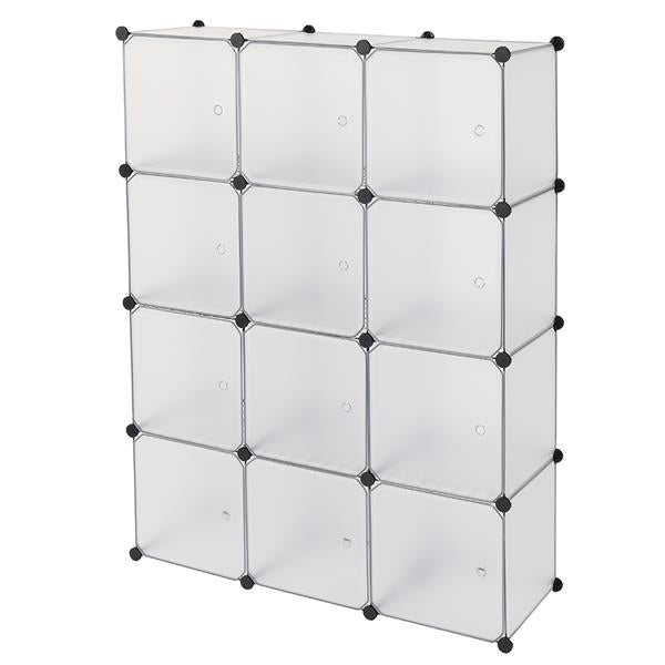 12-Cube Storage Shelf Cube Shelving Bookcase Bookshelf Organizing Closet Toy Organizer Cabinet White Color