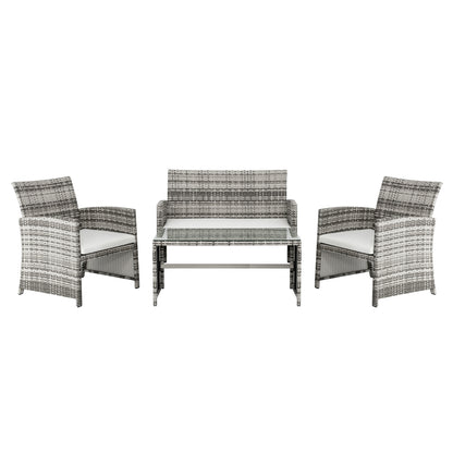 Combination Sofa Gray Gradient  4pcs 1 Double Seat 2 Single Seat 1 Coffee Table