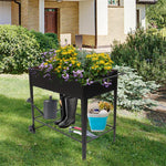Planting Box With Wheels Black Garden Outdoor