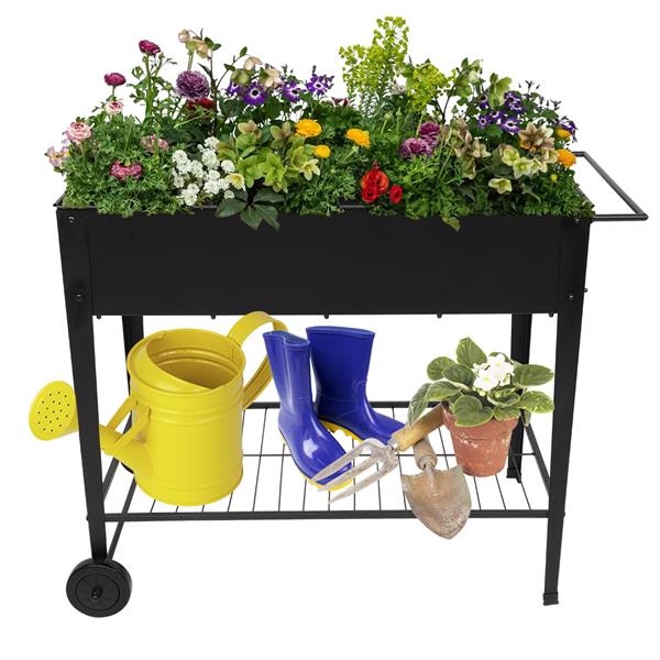 Planting Box With Wheels Black Garden Outdoor