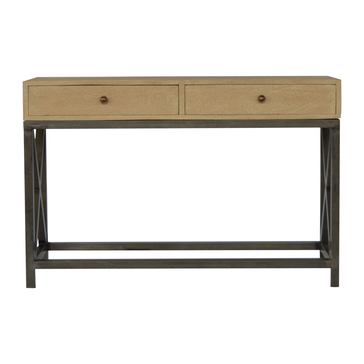 Mango Wood Metal Base Console Table