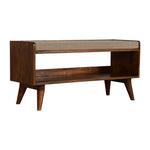 Nordic Chestnut Finish Storage Bench with Seat Pad