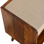 Nordic Chestnut Finish Storage Bench with Seat Pad