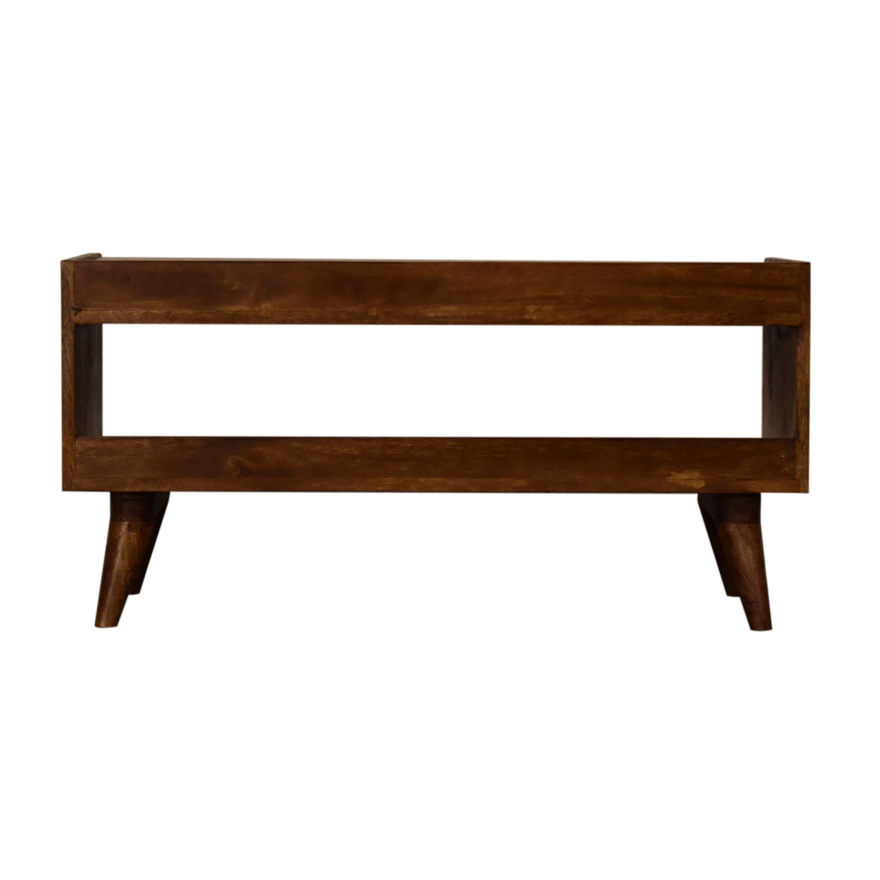 Nordic Chestnut Finish Storage Bench with Seat Pad