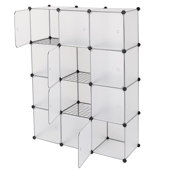 12-Cube Storage Shelf Cube Shelving Bookcase Bookshelf Organizing Closet Toy Organizer Cabinet White Color