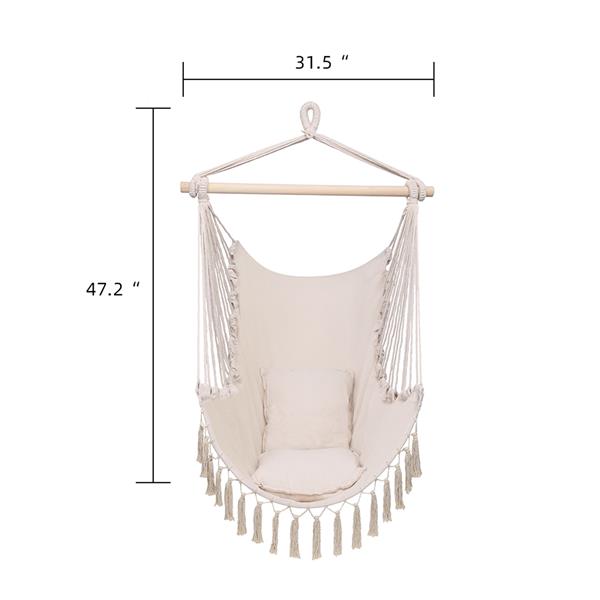 Pillow Tassel Hanging Chair Beige